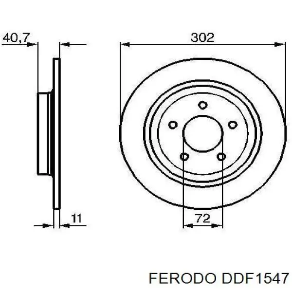 Disco de freno trasero DDF1547 Ferodo