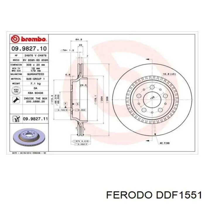 Задний тормозной диск Ferodo DDF1551 цена, от 53.27 USD