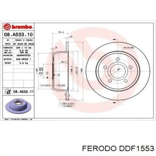 Задний тормозной диск Ferodo DDF1553 цена, от 41.86 USD
