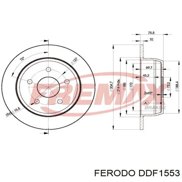 Купить DDF1553 Ferodo Диск тормозной задний