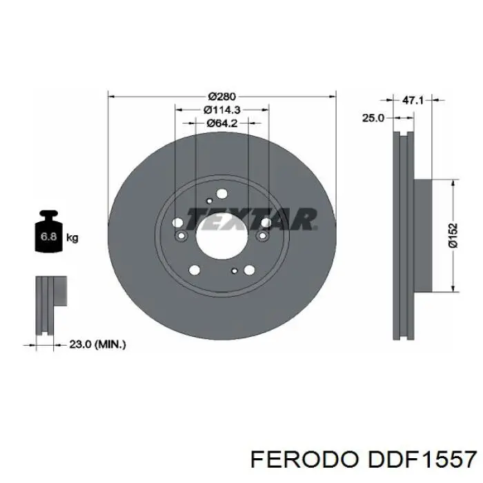 DDF1557 Ferodo Диск тормозной передний