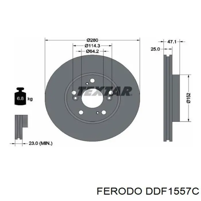 Передние тормозные диски DDF1557C Ferodo