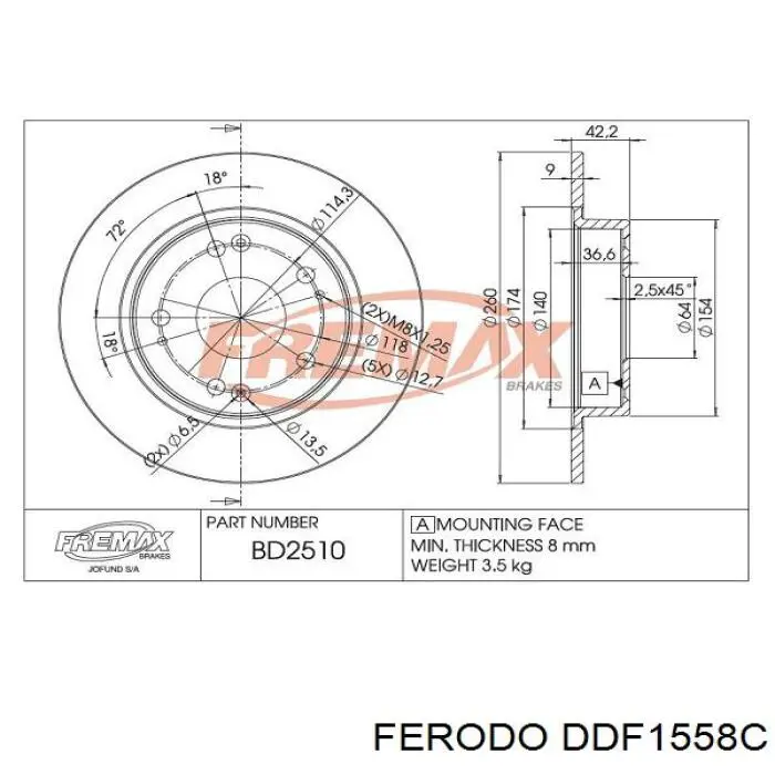 Тормозные диски DDF1558C Ferodo