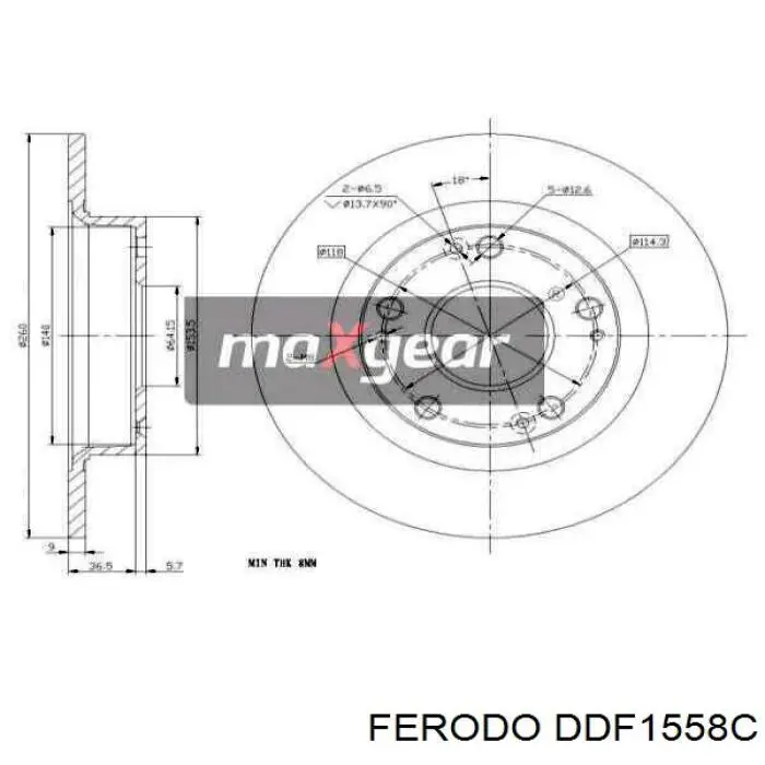Задний тормозной диск Ferodo DDF1558C цена, от 1407.81 UAH