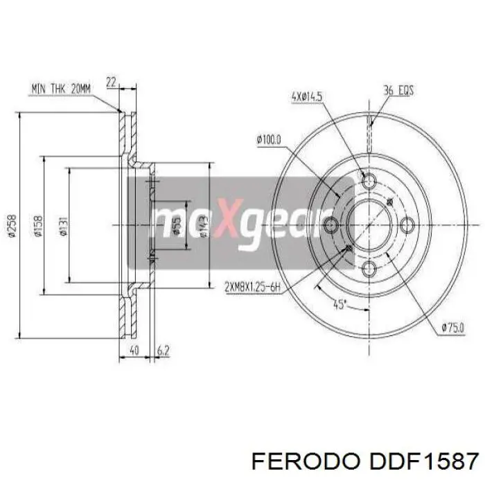 Тормоз дисковый передний Ferodo DDF1587 цена, от 42.27 USD