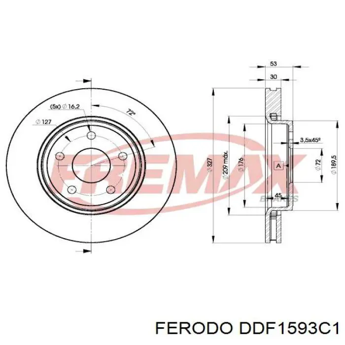 Передние тормозные диски DDF1593C1 Ferodo