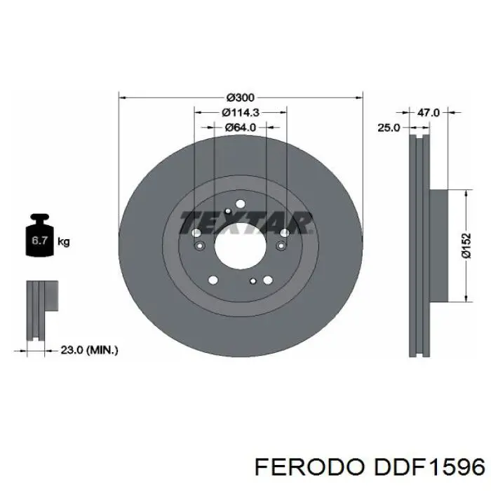 Freno de disco delantero DDF1596 Ferodo