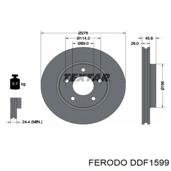 Купить DDF1599 Ferodo Ротор тормозной