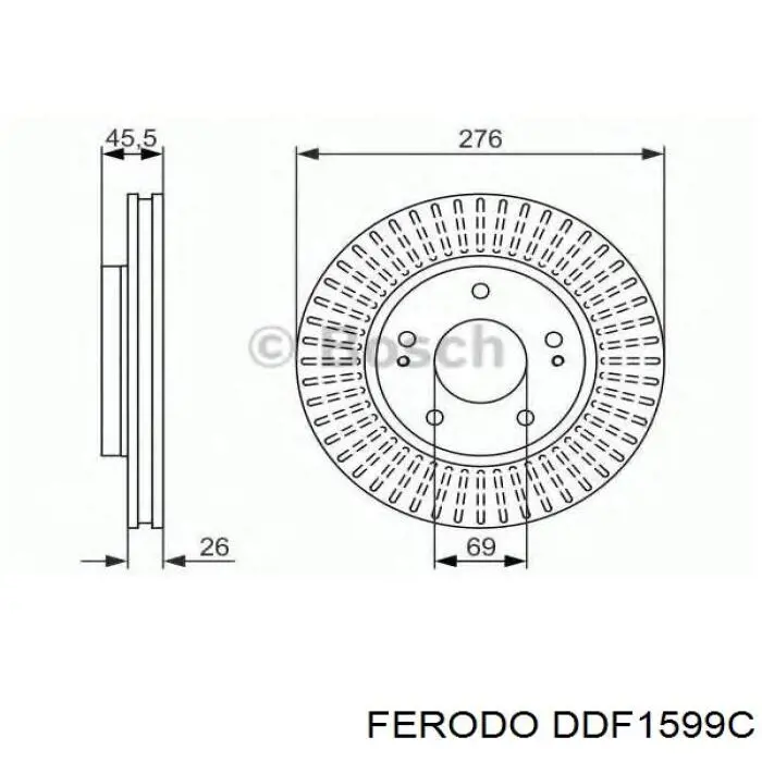 Передний тормозной диск Ferodo DDF1599C