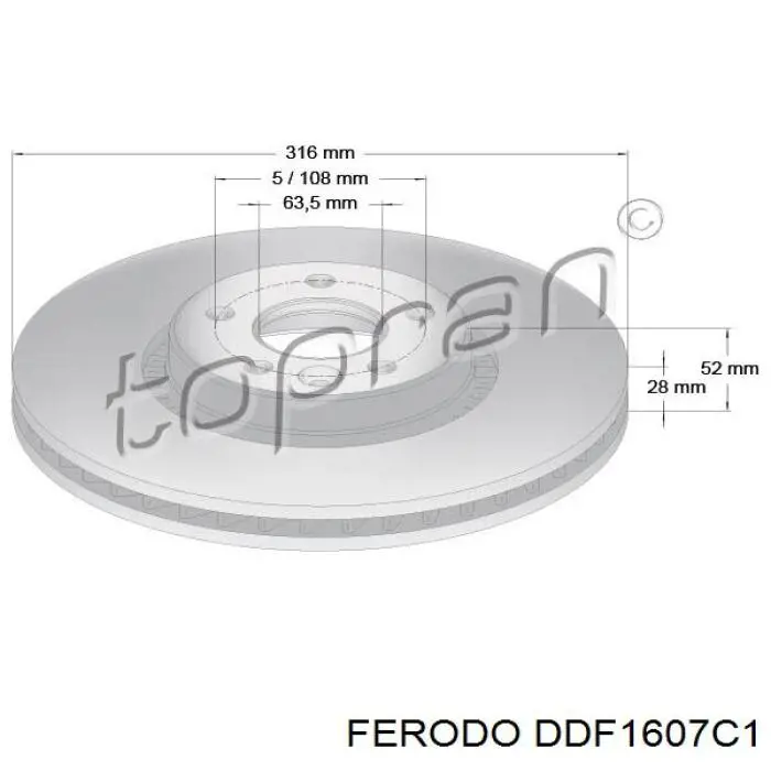 Передний тормозной диск Ferodo DDF1607C1