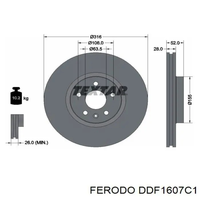 Тормоз дисковый передний Ferodo DDF1607C1 цена, от 68.85 USD
