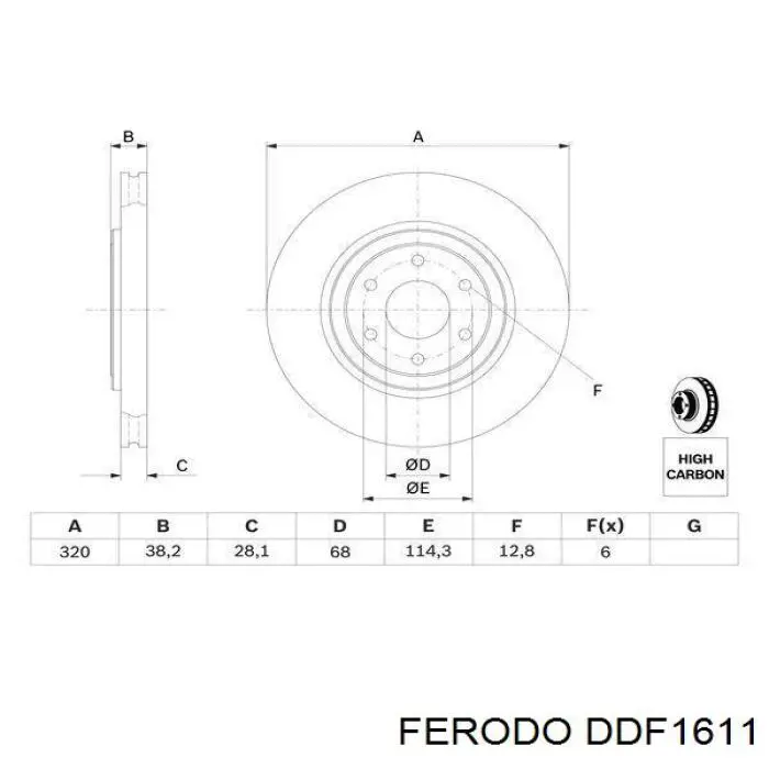 Передние тормозные диски DDF1611 Ferodo