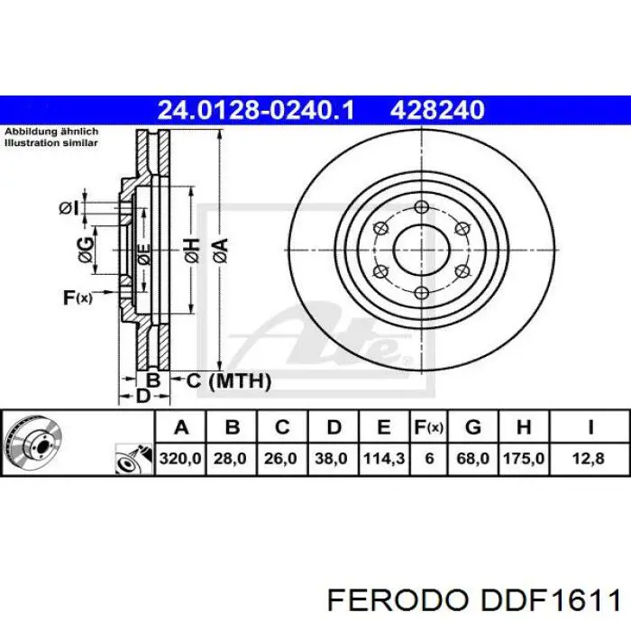 DDF1611 Ferodo диск тормозной передний