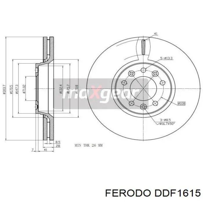 Передний тормозной диск Ferodo DDF1615
