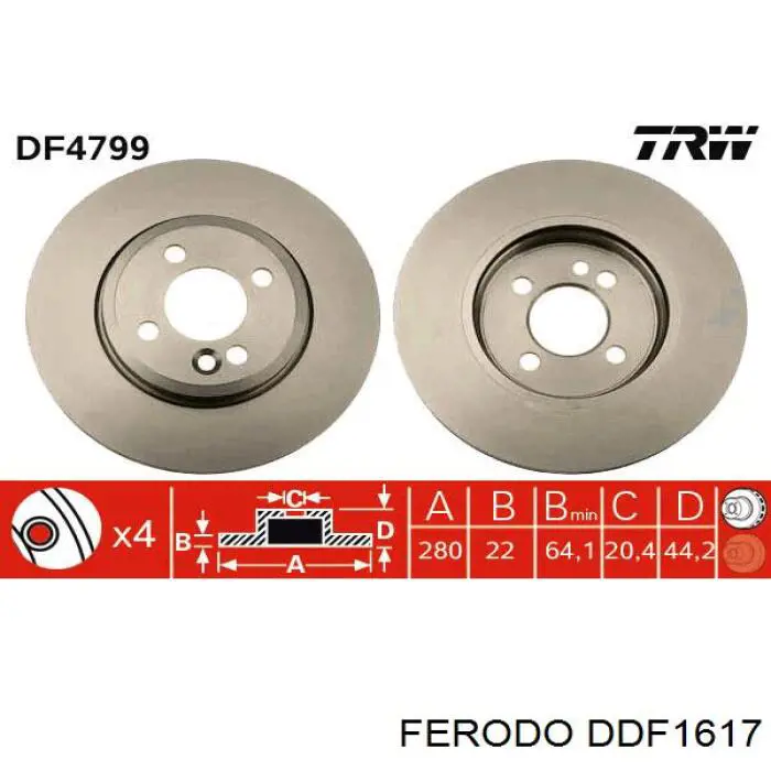 DDF1617 Ferodo тормозные диски