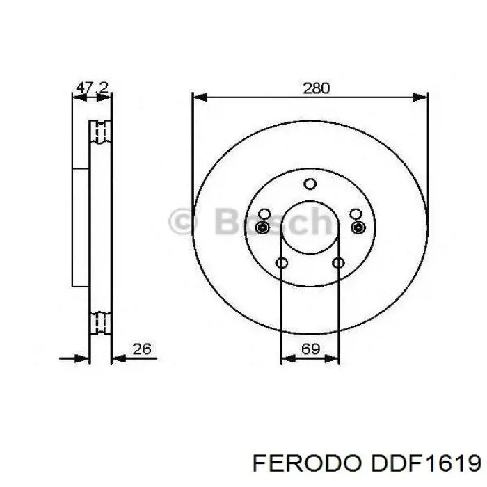 Передние тормозные диски DDF1619 Ferodo