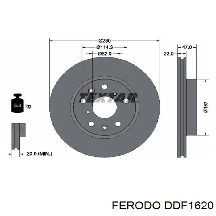Купить DDF1620 Ferodo Ротор тормозной