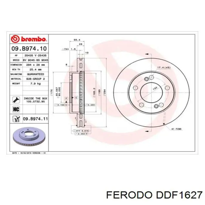 DDF1627 Ferodo Диск тормозной передний