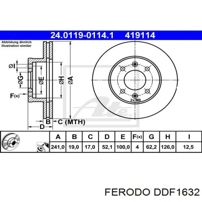 Freno de disco delantero DDF1632 Ferodo