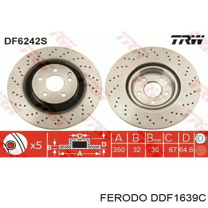 Freno de disco delantero DDF1639C Ferodo