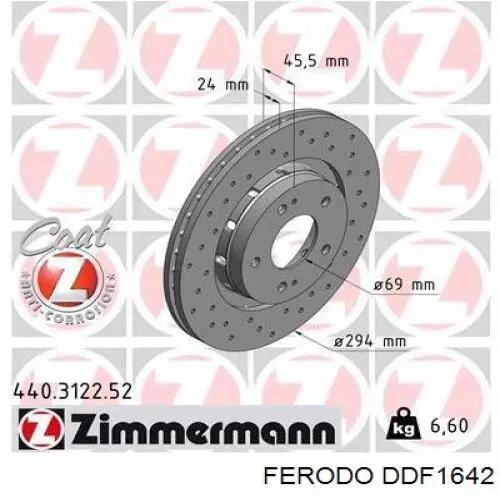 Купить DDF1642 Ferodo Ротор тормозной