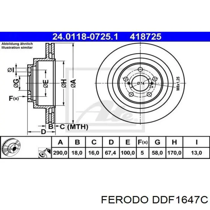 Купить DDF1647C Ferodo Диск тормозной задний