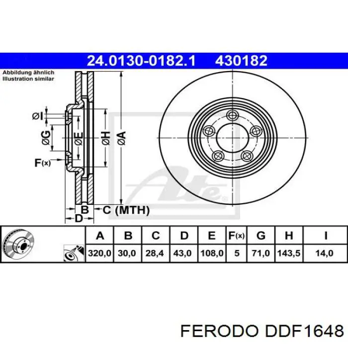 DDF1648 Ferodo диск тормозной передний