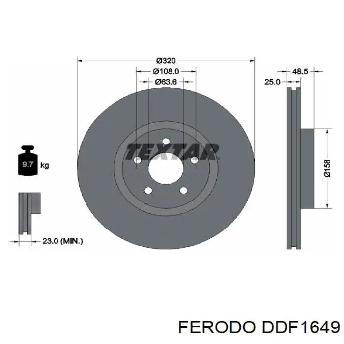 Тормоз дисковый передний Ferodo DDF1649 цена, от 62.76 USD