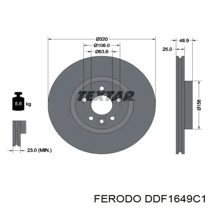 Freno de disco delantero DDF1649C1 Ferodo