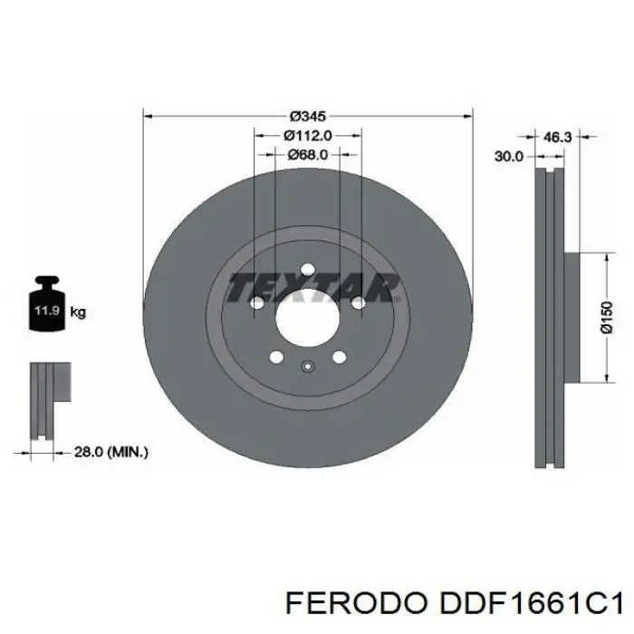 DDF1661C-1 Ferodo передние тормозные диски