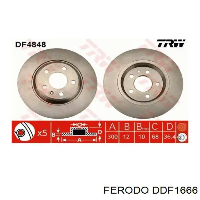DDF1666 Ferodo диск тормозной задний
