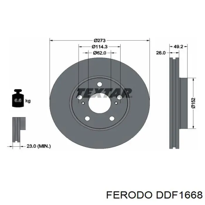Передний тормозной диск Ferodo DDF1668
