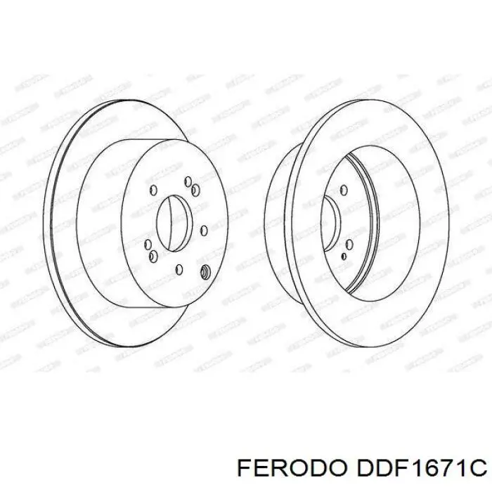 Disco de freno trasero DDF1671C Ferodo
