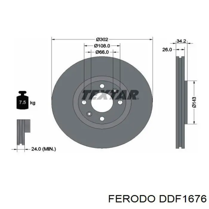 Купить DDF1676 Ferodo Ротор тормозной