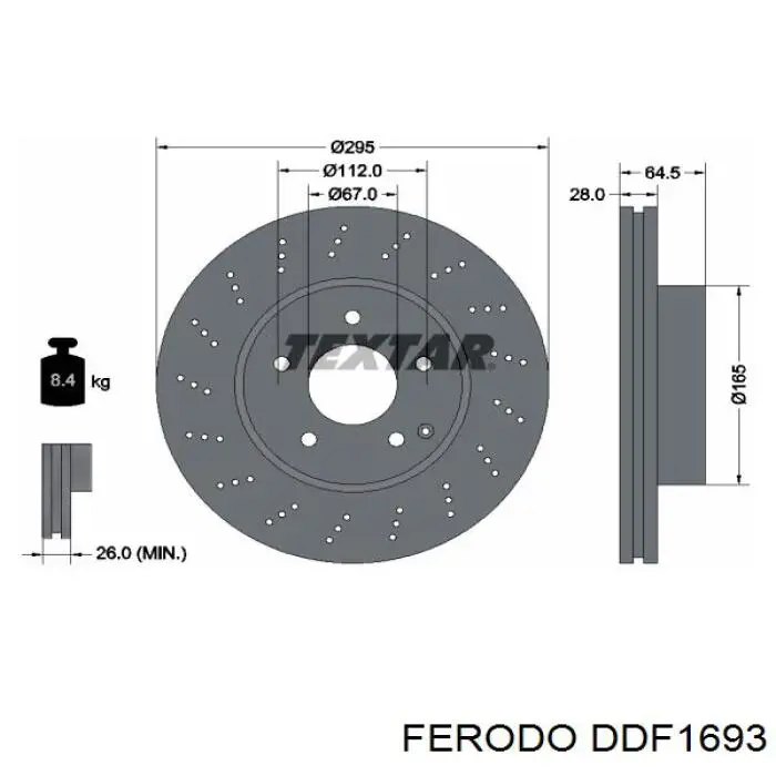 Freno de disco delantero DDF1693 Ferodo