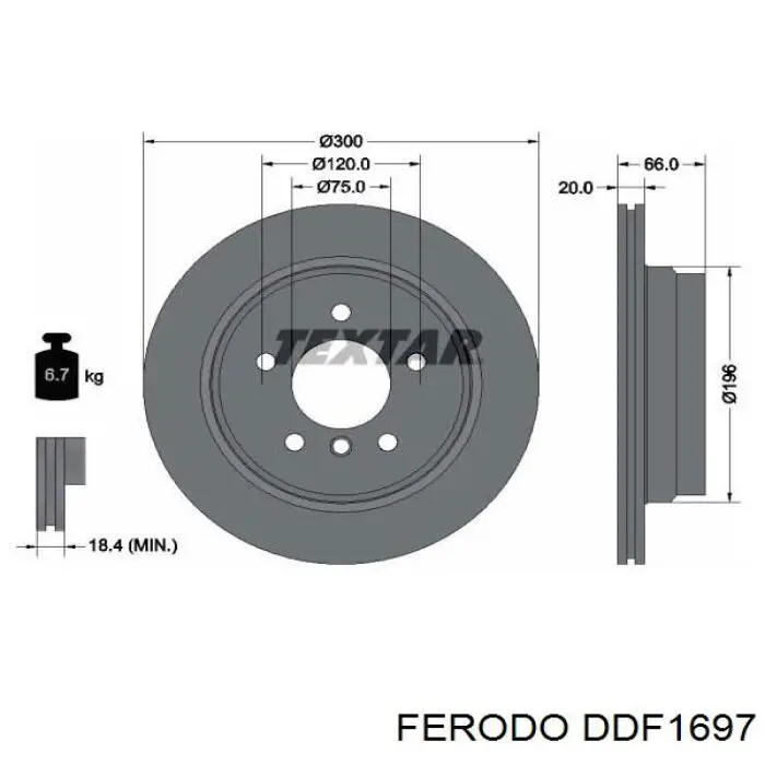 Купить DDF1697 Ferodo Диск тормозной задний
