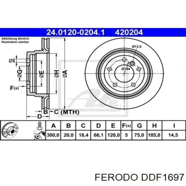 Купить DDF1697 Ferodo Диск тормозной задний