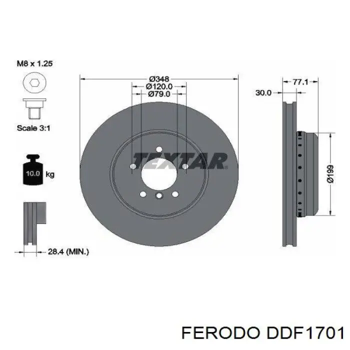 Disco de freno delantero DDF1701 Ferodo