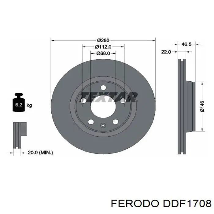 Передние тормозные диски DDF1708 Ferodo