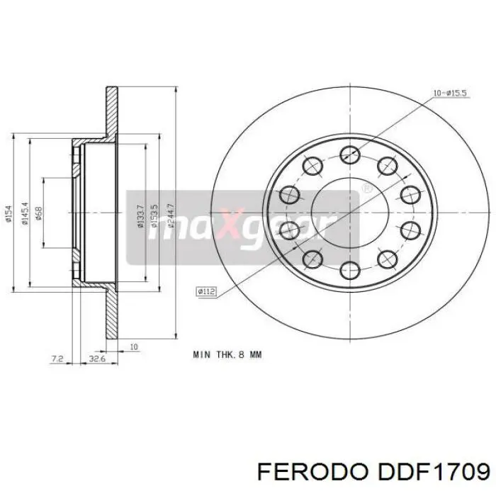 Задний тормозной диск Ferodo DDF1709 цена, от 21.26 USD