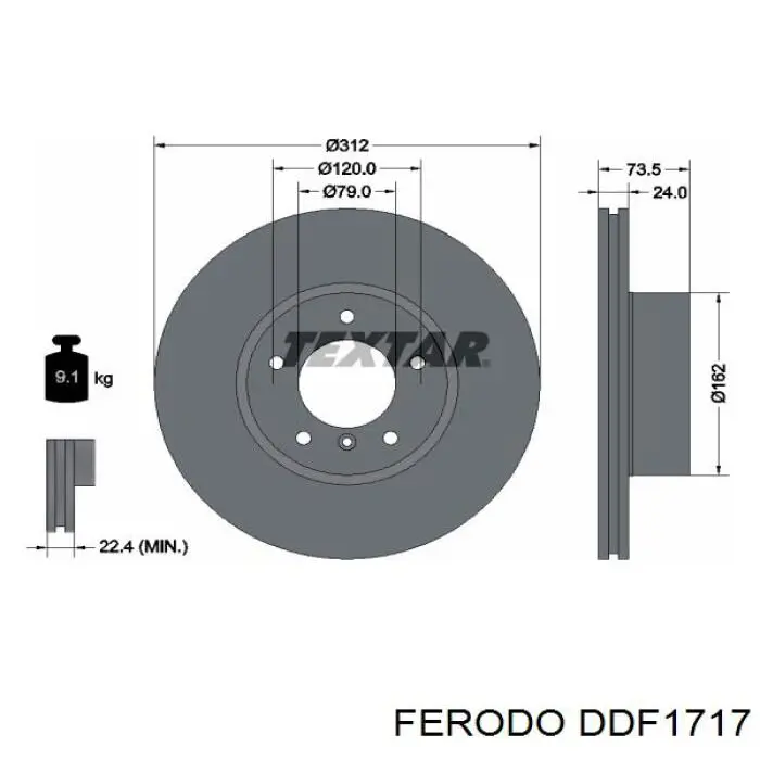 Тормоз дисковый передний Ferodo DDF1717 цена, от 70.93 USD