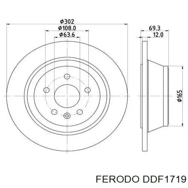 Disco de freno trasero DDF1719 Ferodo
