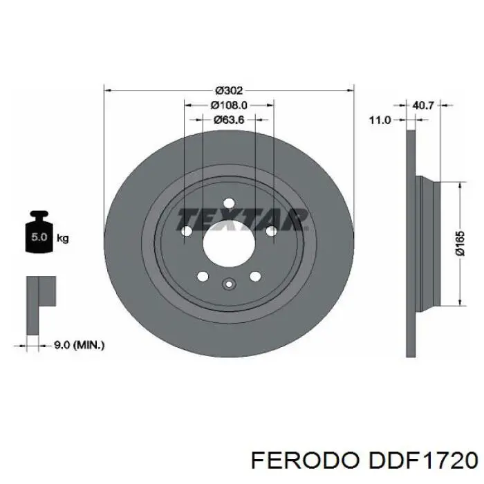 Диск гальмівний задній DDF1720 Ferodo