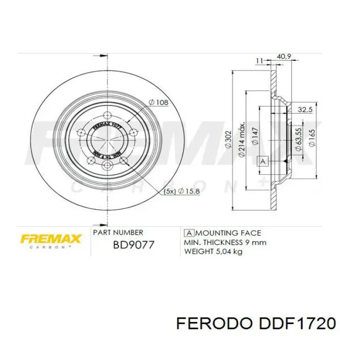DDF1720 Ferodo Дисковый тормоз