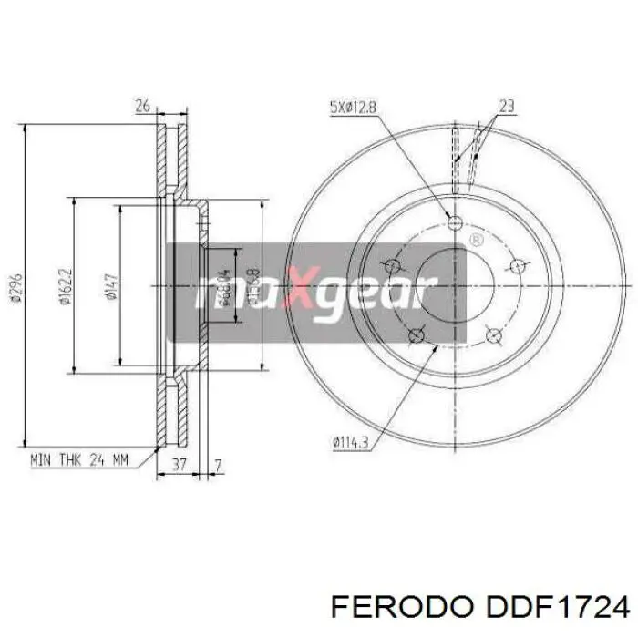 DDF1724 Ferodo Диск тормозной передний