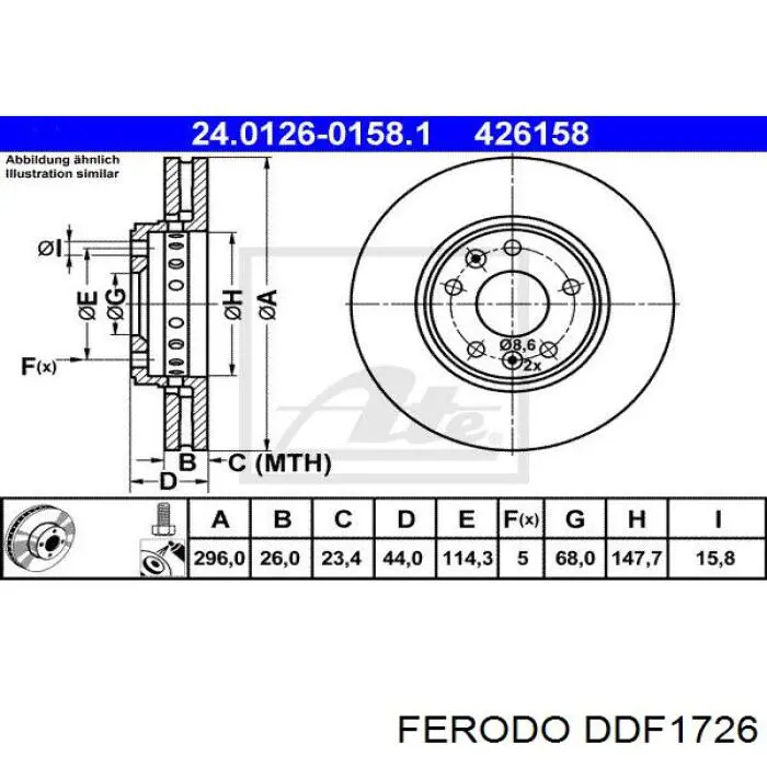 Передние тормозные диски DDF1726 Ferodo