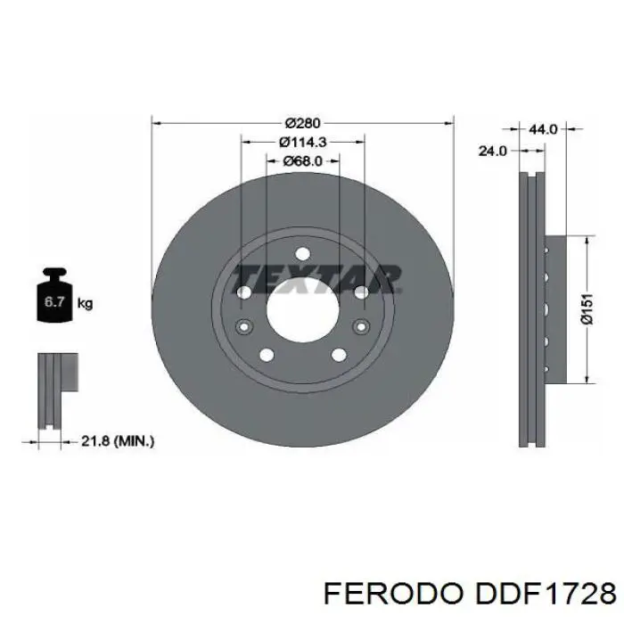 Передний тормозной диск Ferodo DDF1728