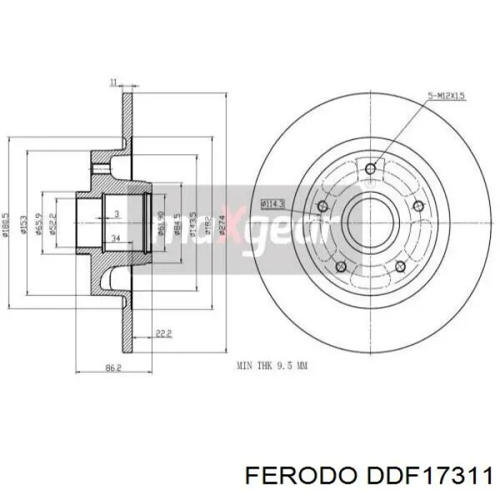 Купить DDF17311 Ferodo Диск тормозной задний