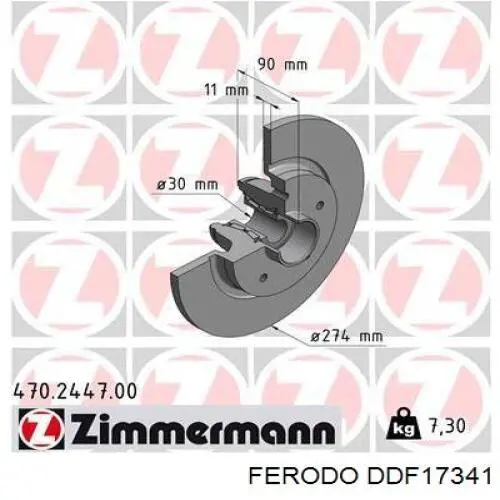 Задний тормозной диск Ferodo DDF17341 цена, от 101.38 USD