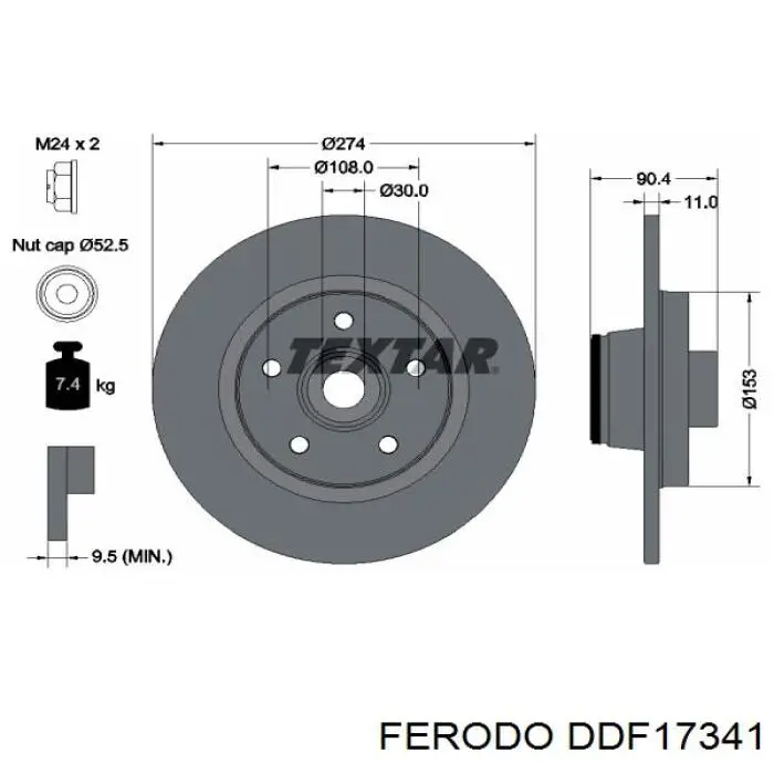 Купить DDF17341 Ferodo Диск тормозной задний